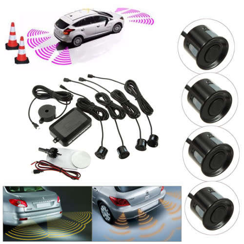 Car Parking 4 Sensors Reverse Backup Rear Buzzer Radar System Kit