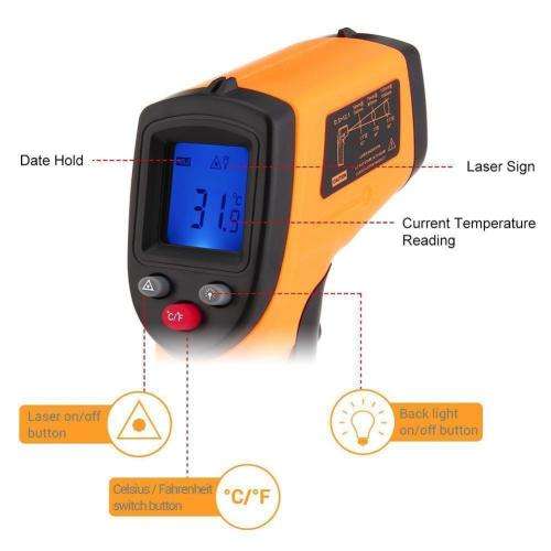 Temp Meter Temperature Gun Non-contact Digital Laser Infrared IR Thermometer