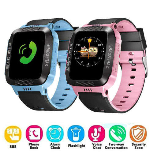 Kids Safe GPS Tracker SOS Call GSM Smart Watch Phone For Android IOS Anti-lost (PINK)