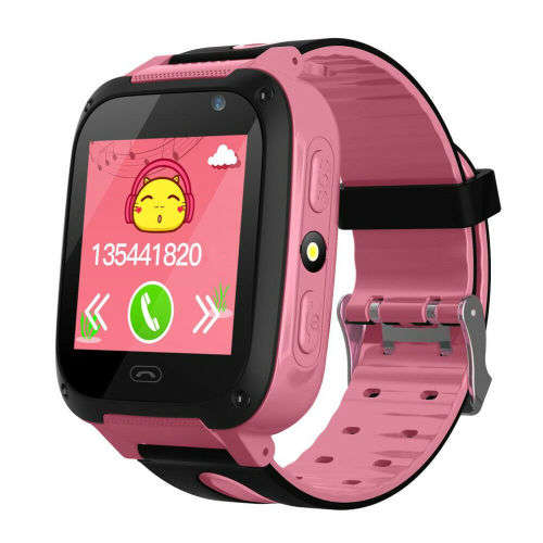 Kids Safe GPS Tracker SOS Call GSM Smart Watch Phone For Android IOS Anti-lost (PINK)