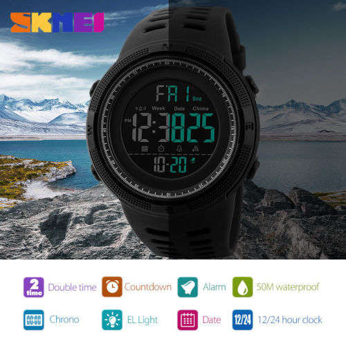 SKMEI (BLACK) Men's Multifunction Sport Watch Date Week Digital Wristwatch