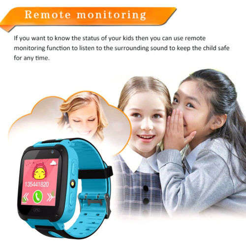 Kids Safe GPS Tracker Anti-lost SOS Call GSM Smart Watch Phone For Android IOS Blue