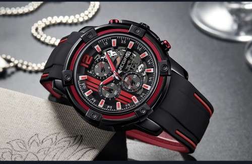 MEGIR Quartz Men Watch with Chronograph Big Dial Army Military Wrist Watches Men