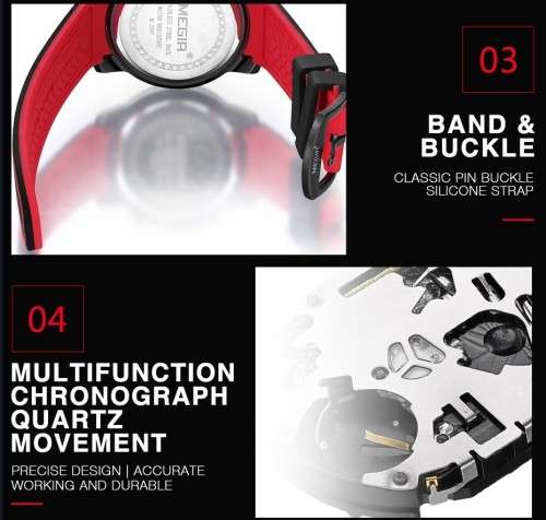 MEGIR Quartz Men Watch with Chronograph Big Dial Army Military Wrist Watches Men