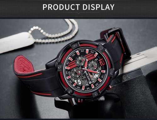 MEGIR Quartz Men Watch with Chronograph Big Dial Army Military Wrist Watches Men