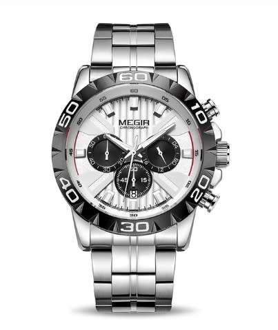 MEGIR 2019 Watch Men Chronograph Quartz Business Mens Luxury Waterproof Wristwatch