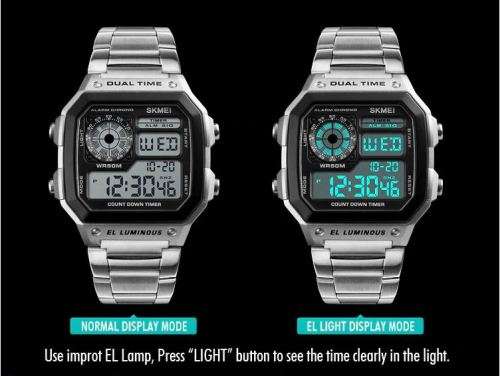 SKMEI Men's Stainless Steel LED Digital Sport Waterproof Quartz Wrist Watch COLOUR - GOLD