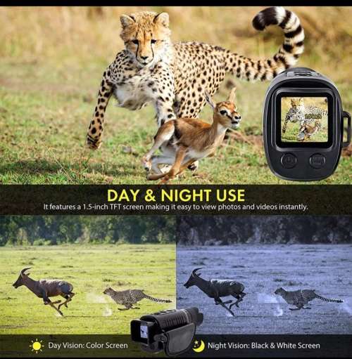 Night Vision Monocular  Device 1080P HD Infrared 5xDigital Zoom Hunting Telescope Outdoor Day Night