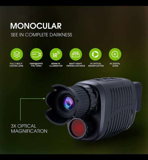 Night Vision Monocular  Device 1080P HD Infrared 5xDigital Zoom Hunting Telescope Outdoor Day Night