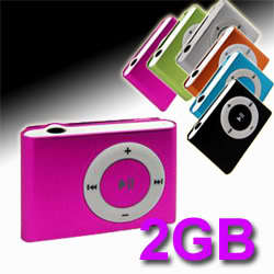 2GB METAL MINI CLIP MP3 PLAYER & USB CABLE (PINK)