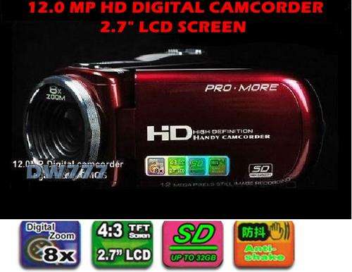 12.0 MP 2.7" HD DIGITAL CAMCORDER CAMERA + 4GB SD MEMORY CARD & MINI TRIPOD