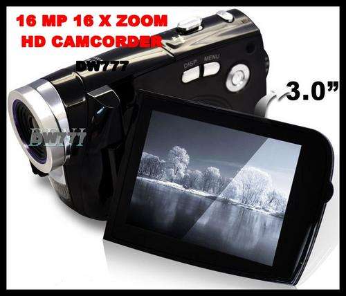 16MP 3" TFT SCREEN 16 X ZOOM HD DIGITAL CAMCORDER INCL. 4GB SD CARD & FLEXIBLE TRIPOD ***IN STOCK***