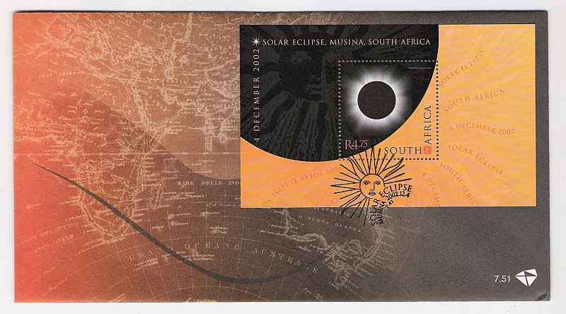 2002 RSA FDC No. 7.51 - Solar Eclipse - Miniature Sheet.