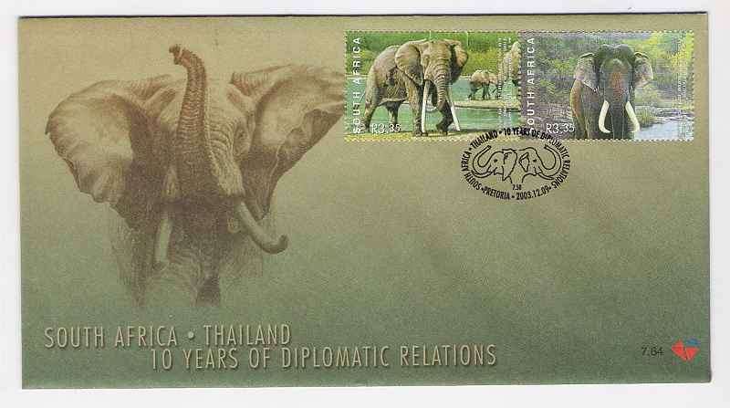 2003 RSA FDC No. 7.64 - 10 Years of Diplomatic Relations S.A. and Thailand.