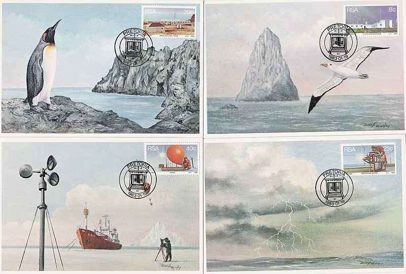 Limited Edition Maxicard Set No. 888/3000.  1983 RSA Weather Stations.  See Description!