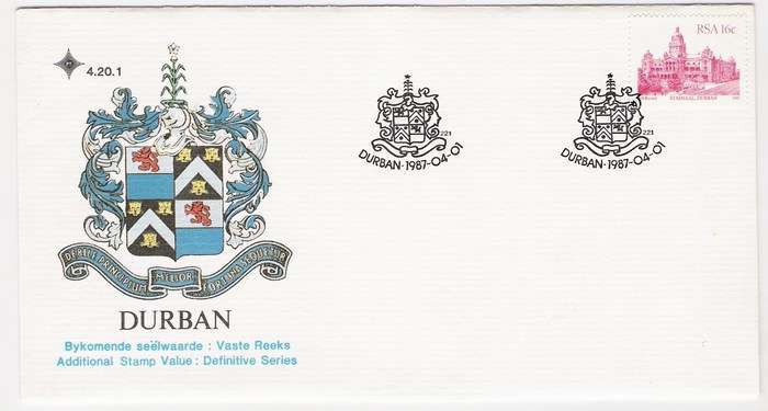 1987 RSA FDC No. 4.20.1 - 16c Additional Value to the Definitive Issue.