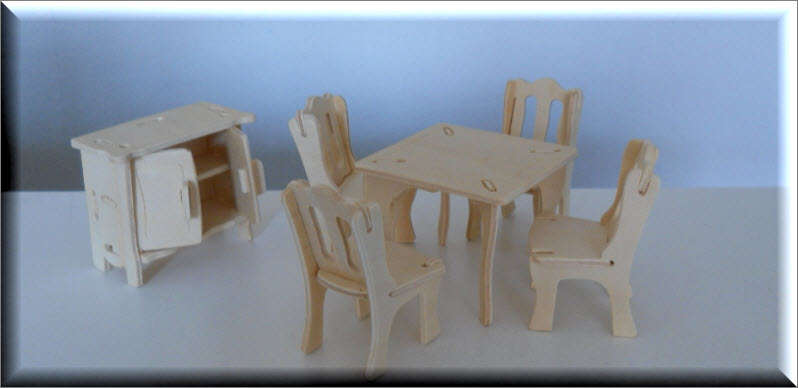 *NEW!* 3D Woodcraft Puzzle - Doll House Dining Room Set - Educational Wooden Building Kit