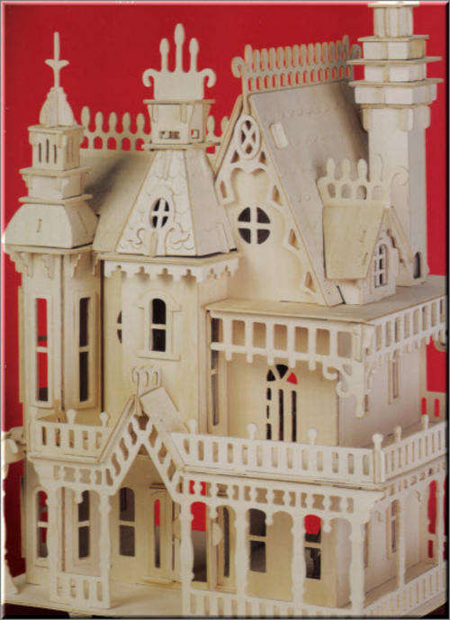 DISCOUNTED!  Big Fantasy Villa Doll House!  3D Woodcraft Puzzle - Educational Wooden Building Kit.