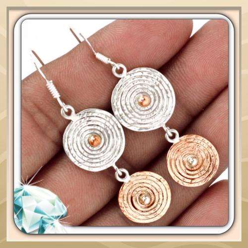 ***GORGEOUS ,TRENDY -ONE OF A KIND*** TWO TONE 925 STERLING SILVER EARRINGS