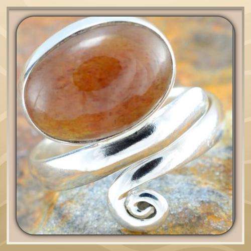 ***WARM AUTUMN COLOURS***SIZE 8 ADJUSTABLE GORGEOUS SOLID SILVER SUNSTONE RING