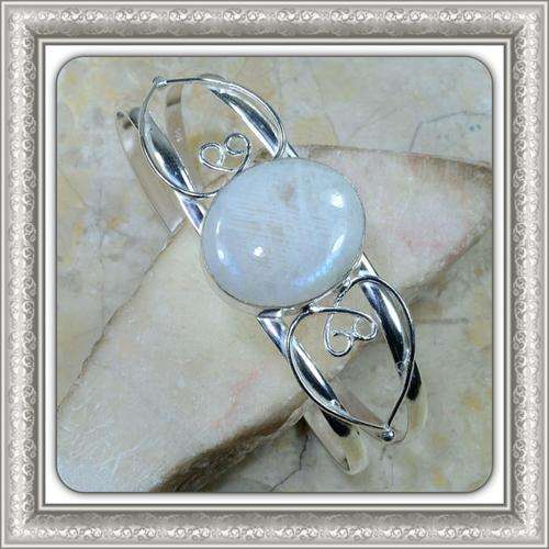 ***DREAMY***NATURAL RAINBOW MOONSTONE 925 STERLING SILVER CUFF BRACELET