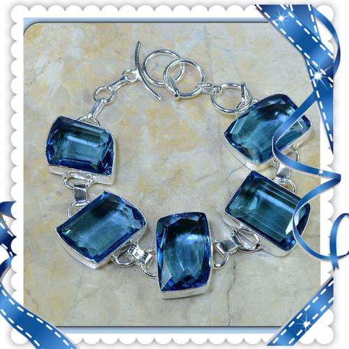 ***STUNNING*** IOLITE GEMSTONE .925 STERLING SILVER BRACELET