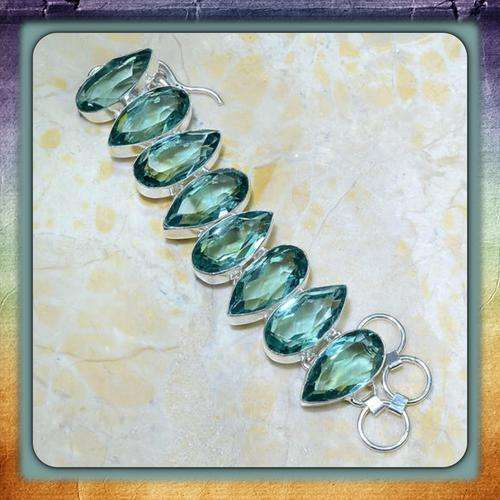 ***SPECTACULAR*** SEA FOAM GREEN AMETHYST 925 STERLING SILVER BRACELET