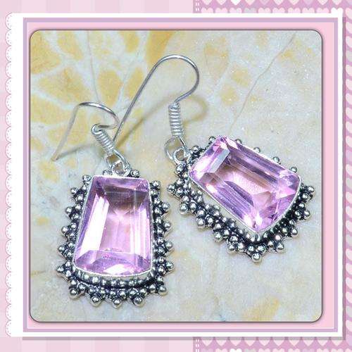 ***PRETTY PINK*** PINK TOPAZ EARRINGS .925 STERLING SILVER