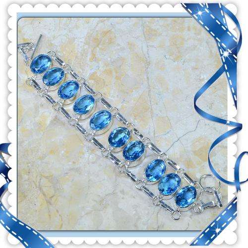***AWESOME*** BLUE TOPAZ .925 STERLING SILVER BRACELET