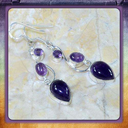 ***ABSOLUTELY GORGEOUS*** STYLISH PURPLE AMETHYST .925 STERLING SILVER EARRINGS