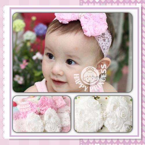 ***SOO....ADORABLE***SOFT PINK LACEY BOW HEAD/HAIRBAND FOR A BABY GIRL FASHION ACCESSORY