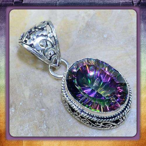 ***BREATHTAKING*** RAINBOW MYSTIC TOPAZ  925 STERLING SILVER  PENFDANT