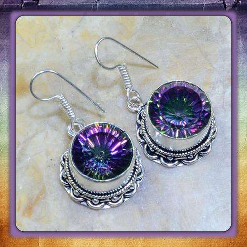 ***FLASHING*** RAINBOW COLOR TOPAZ 925 STERLING SILVER EARRINGS