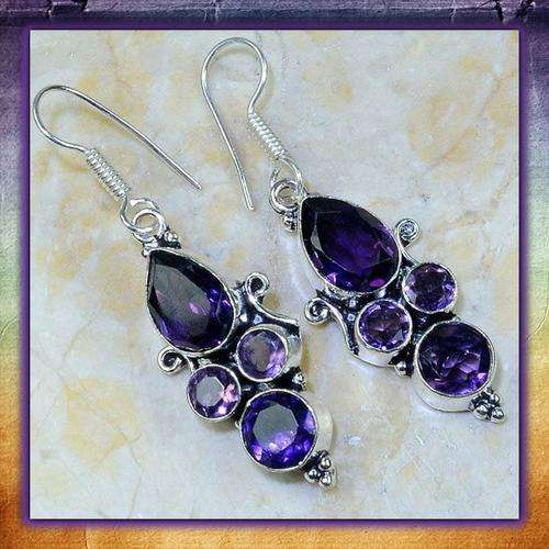 ***ENCHANTING***  PURPLE AMETHYST .925 STERLING SILVER EARRINGS