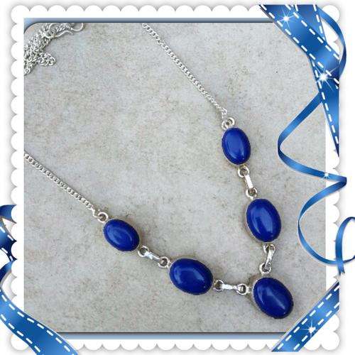 ***STYLISH***SAPPHIRE QUARTZ NECKLACE & 925 STERLING SILVER NECKLA CE OF LENGTH  20.5" US Import