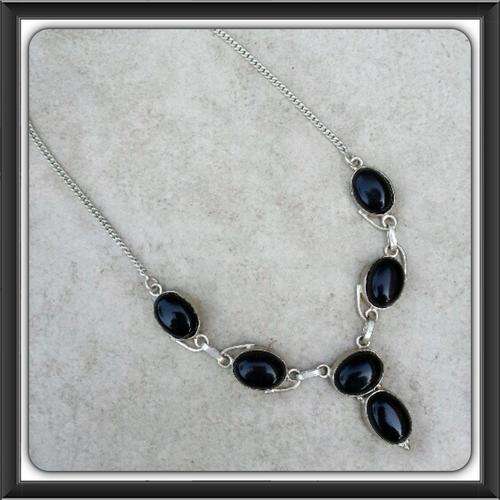 ***TIMELESS ELEGANCE*** BLACK ONYX  .925 STERLING SILVER NECKLACE