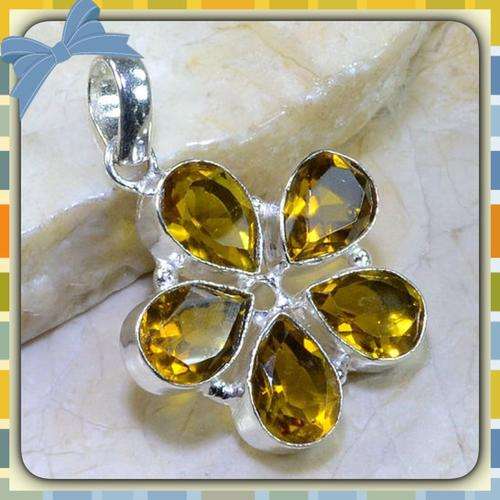 ***ENCHANTING*** NATURAL CITRINE HALLMARKED .925 STERLING SILVER PENDANT