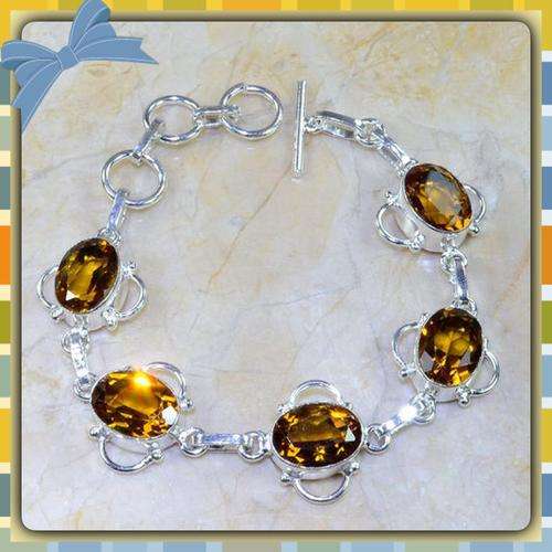 ***ENCHANTING*** NATURAL  GOLDEN CITRINE HALLMARKED .925 SILVER BRACELET