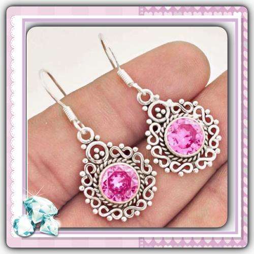 ***EXCEPTIONALLY PRETTY***PINK KUNZITE SOLID .925 STERLING SILVER EARRINGS