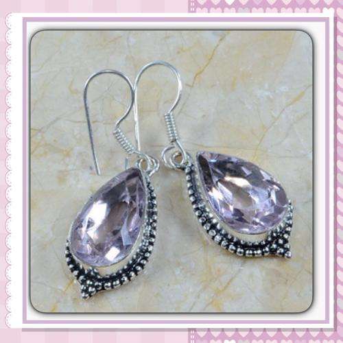 ***EXCEPTIONALLY PRETTY***PINK TOPAZ 925 SILVER EARRINGS