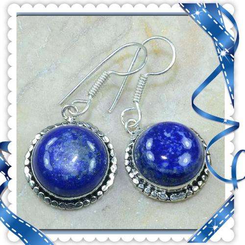 ***GORGEOUS GOLD FLECKS IN***NATURAL LAPIS LAZULI  .925 SILVER EARRINGS