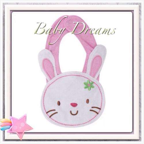 **BABY GIRL -L'IL HUNNY BUNNY*** 3 LAYER WATERPROOF SOFT TOWELING BIB WITH EASY SNAP CLOSING