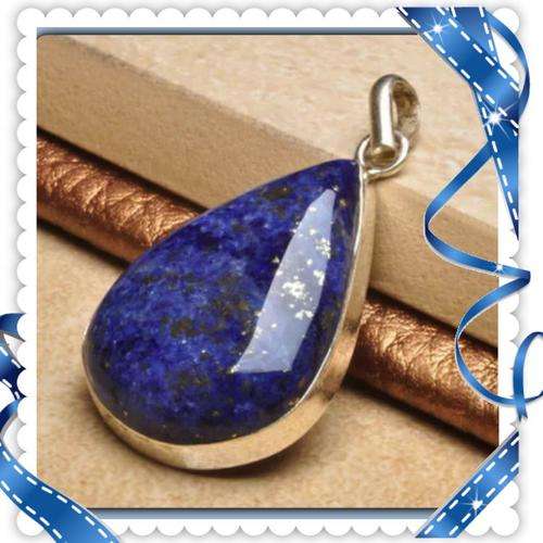 ***GORGEOUS GOLD FLECKS IN***NATURAL LAPIS LAZULI 100% SOLID .925 STERLING SILVER PENDANT