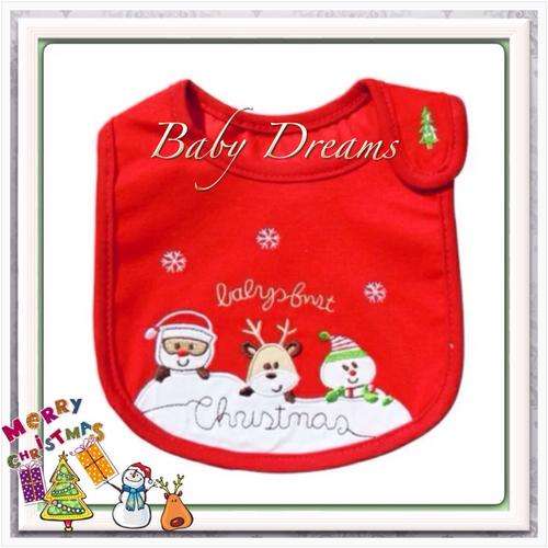 **BABY GIRL/ BOY -1ST CHRISTMAS*** 3 LAYER WATERPROOF SOFT COTTON BIB WITH EASY SNAP CLOSING
