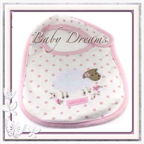 **BABY GIRL - ADORABLE L'IL LAMB***TOP QUALITY WATERPROOF SOFT TOWELING BIB WITH EASY VELCRO CLOSING