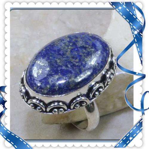 ***GORGEOUS GOLD FLECKS IN***NATURAL LAPIS LAZULI  .925 SILVER RING SIZE 8 3/4