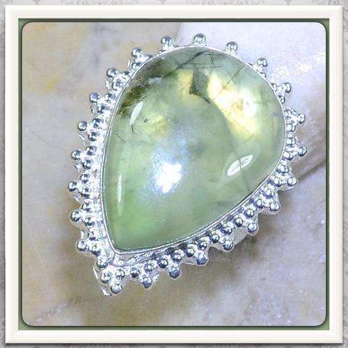 ***SPECTACULAR ONE OF A KIND*** SCOTTISH MOSS PREHINITE GEMSTONE  .925 SILVER RING SIZE 7.5