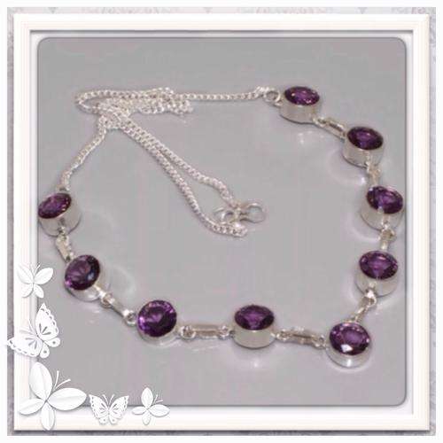 ***SOMETHING SPECIAL*** NATURAL PURPLE AMETHYST GEMSTONE 925 SILVER NECKLACE