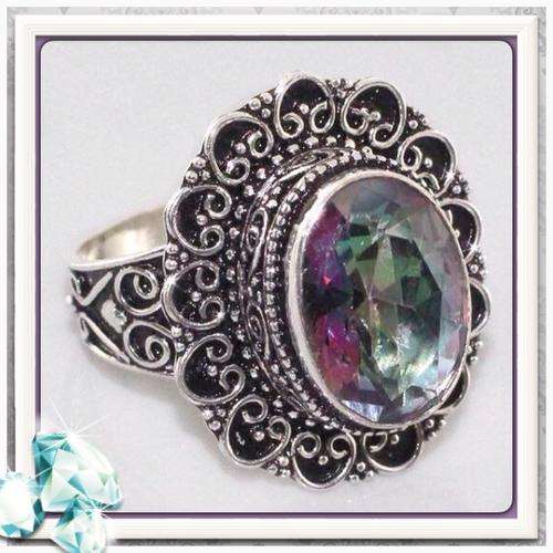***SPECTACULAR***MYSTIC RAINBOW TOPAZ   .925 STERLING SILVER. SIZE 9