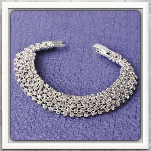 ***EXQUISITE DAZZLING*** DIAMANTÈ CRYSTAL BRIDAL, EVENING WEAR .925 SILVER  BRACELET